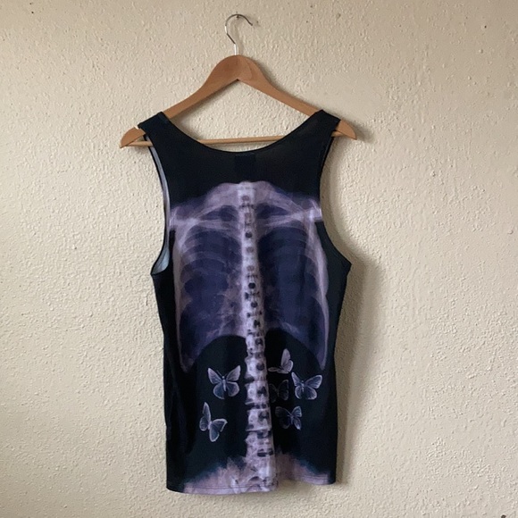 X Ray Skeleton Butterflies Unisex Oversized Lightweight Tank Top Small - Picture 10 of 10